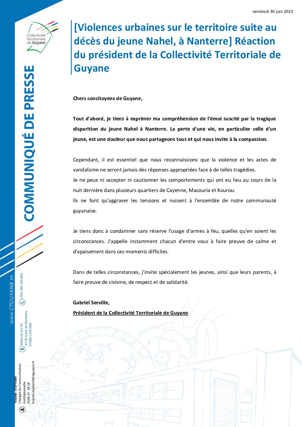 La France appelle au calme en Guyane